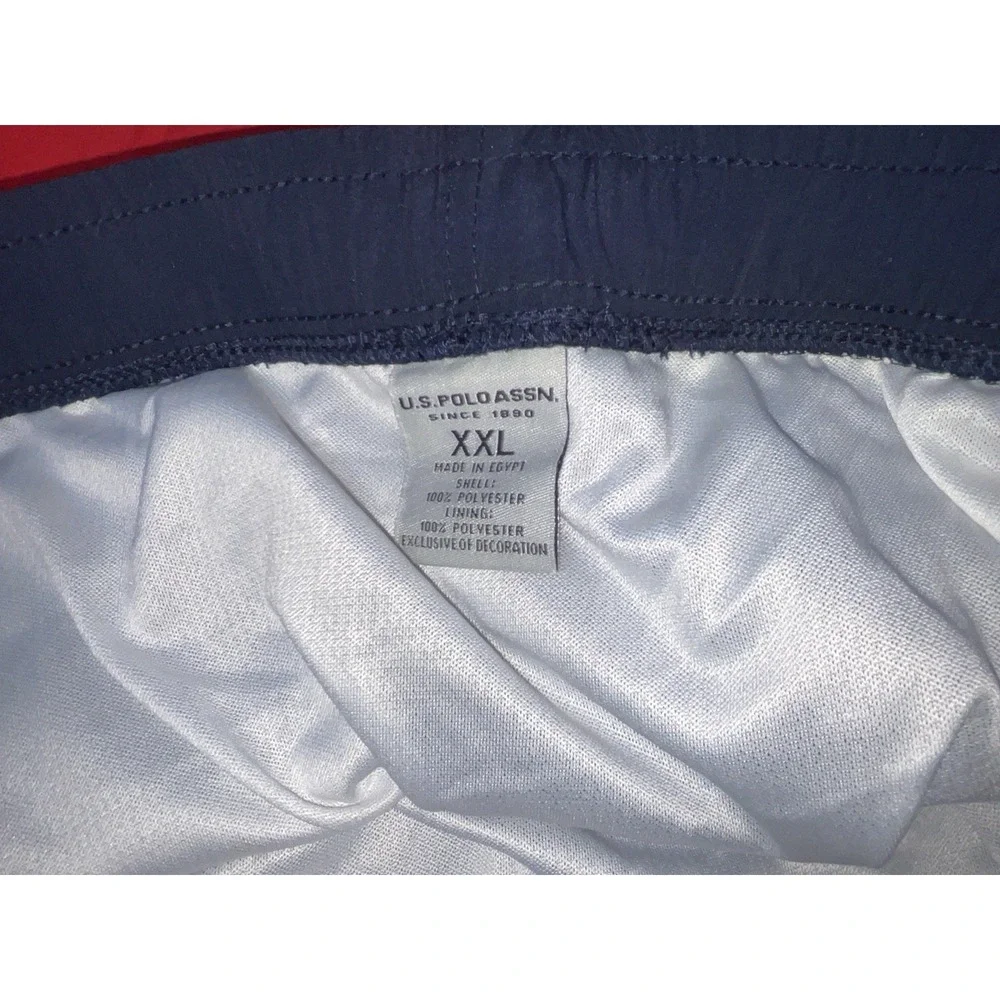 NWT Men's U.S. Polo Assn. Navy & Red Fully Lined Swim Trunks Shorts - XXL